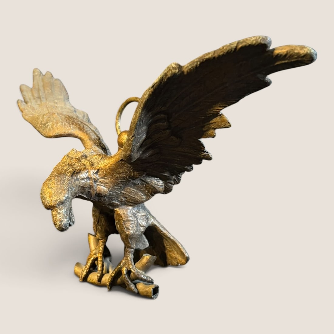 Antique Spread Wing Iron Eagle , Open beak, Claws On Branch (1 of 2)