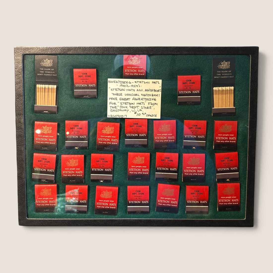 Riker Case Of Stetson Hats Advertising Matchbooks: A riker case full of vintage " Stetson Hats " advertising matchbooksWe offer effecient & affordable in-house shipping on all items in this auction. Bid directly at Bid.Ziebarths.com for our lowest buy