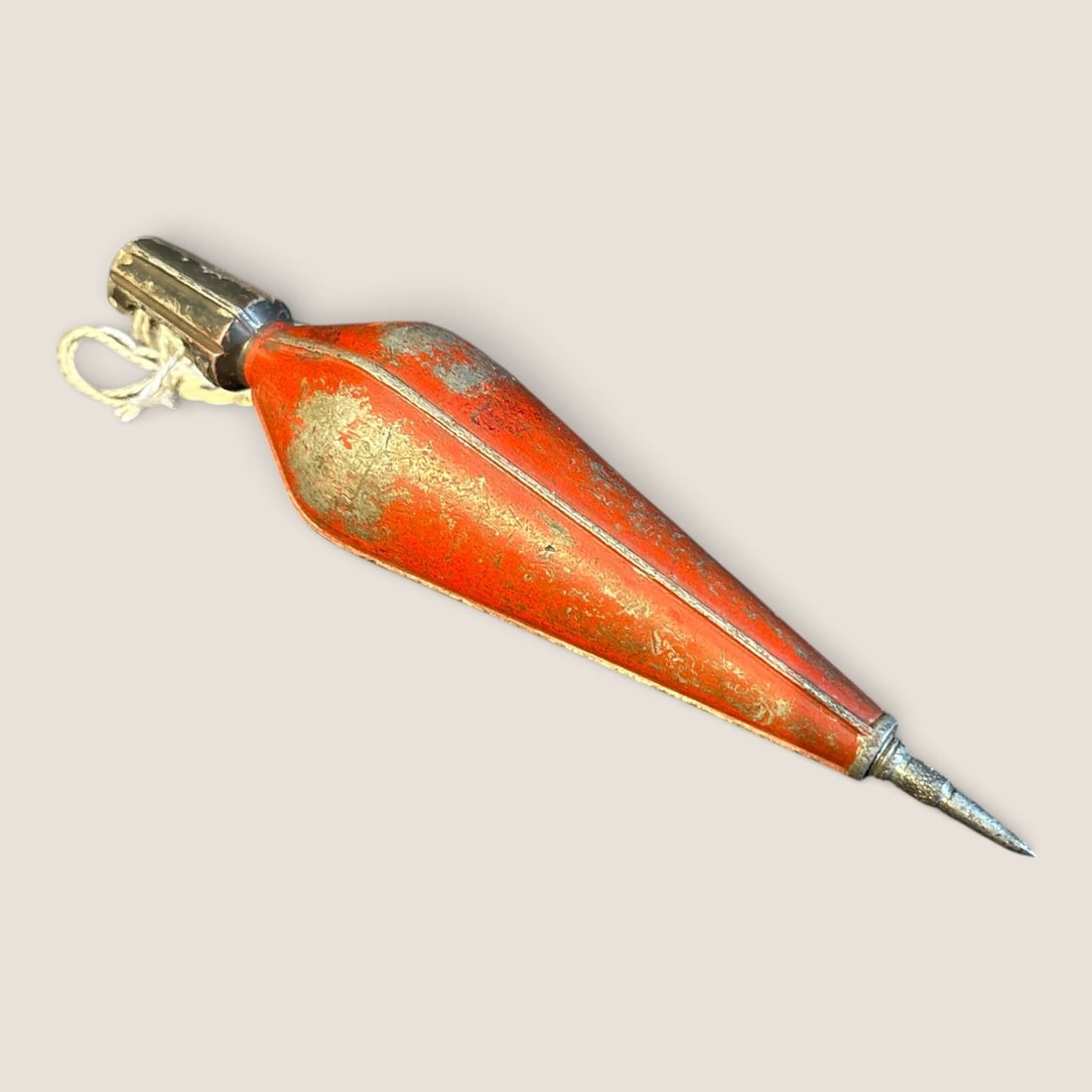 Vintage Industrial Red Painted Metal Plumb Bob (1 of 1)