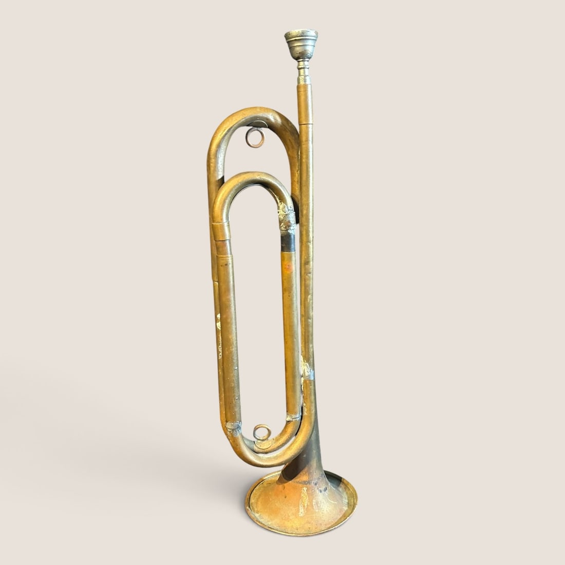 Antique Brass Signal Bugle with Mouthpiece (1 of 1)