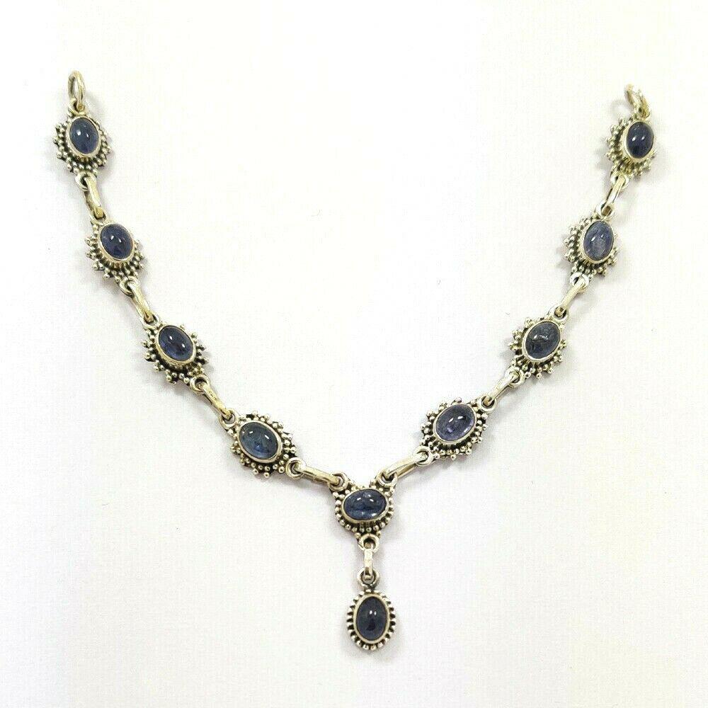 NATURAL TANZANITE 92.5 STERLING SILVER Necklace: Beautiful Natural Tanzanite Gemstone Handmade 92.5 Sterling Silver Necklace Jewelry , Gemstone : Tanzanite , Stone Shape : Round , Stone Size : 6x8 MM , Necklace Size : 8 Inches , Metal Purity : 92.5 