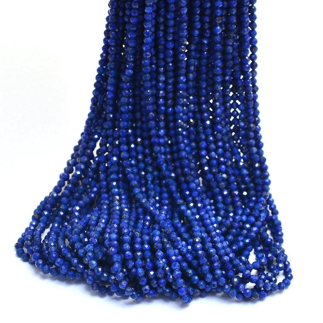 Lapis Lazuli Rondelle Micro Round Faceted Beads: Product Description : Natural Lapis Lazuli Gemstone Rondelle Micro 2.5 MM Round Faceted Beads 10 Lines Strand 13 Inches each Product Type : Loose Beads Strand Gemstone : Lapis Lazuli Color : Blue Bead