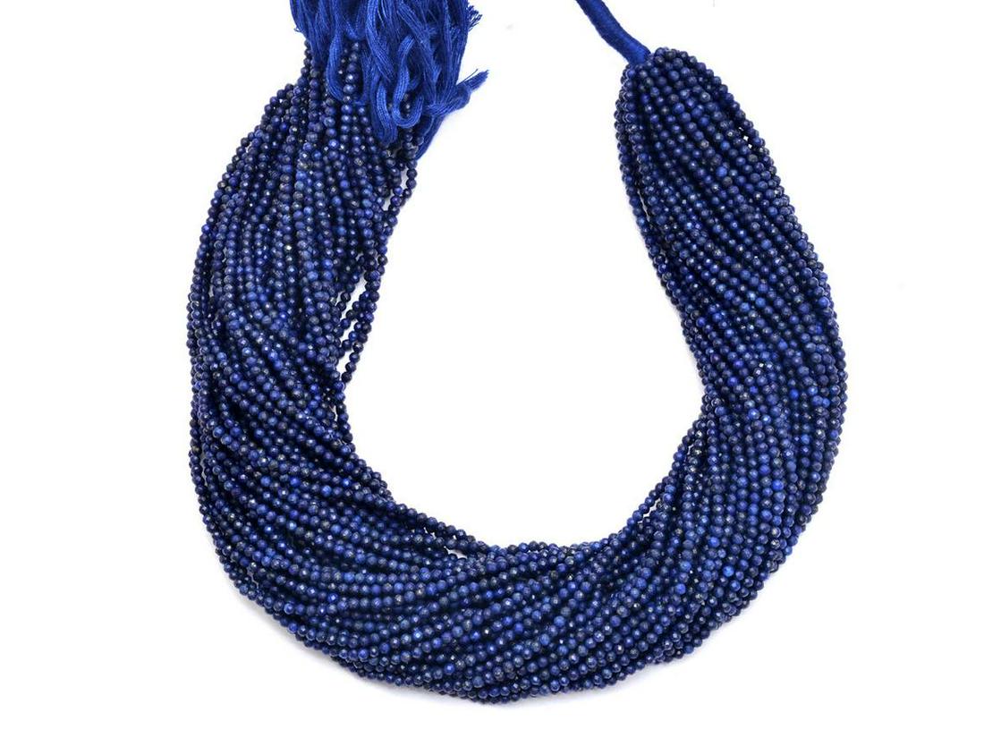 Lapis Lazuli Rondelle Micro Round Faceted Beads: Product Description : Natural Lapis Lazuli Gemstone Rondelle Micro 3 MM Round Faceted Beads 10 Lines Strand 13 Inches each Product Type : Loose Beads Strand Gemstone : Lapis Lazuli Color : Blue Beads 