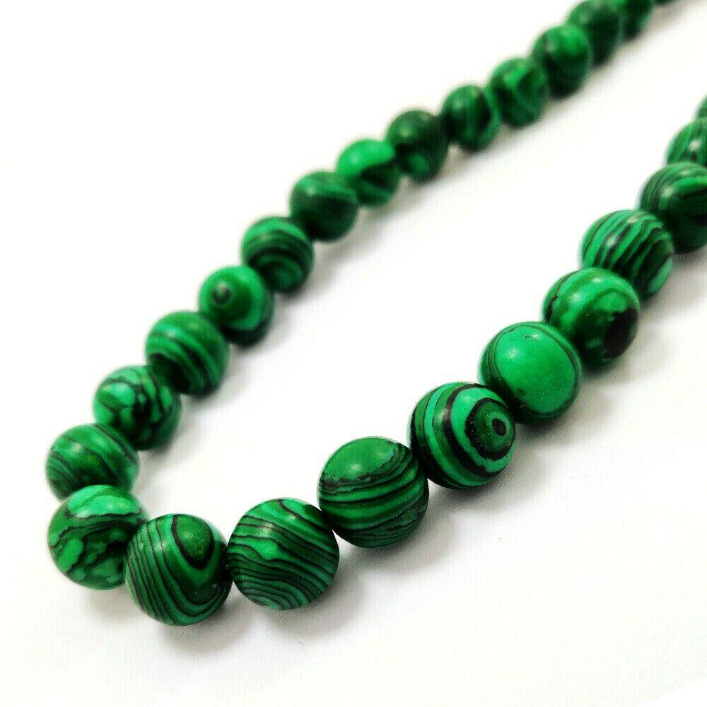 Malachite 12 MM Round Beads Necklace: PRODUCT DESCRIPTION - NATURAL MALACHITE GEMSTONE 12 MM ROUND BEADS 92.5 STERLING SILVER NECKLACE Product Type : Beads Necklace Gemstone : Malachite Color : Green Beads Shape : Round Plain Beads Size :