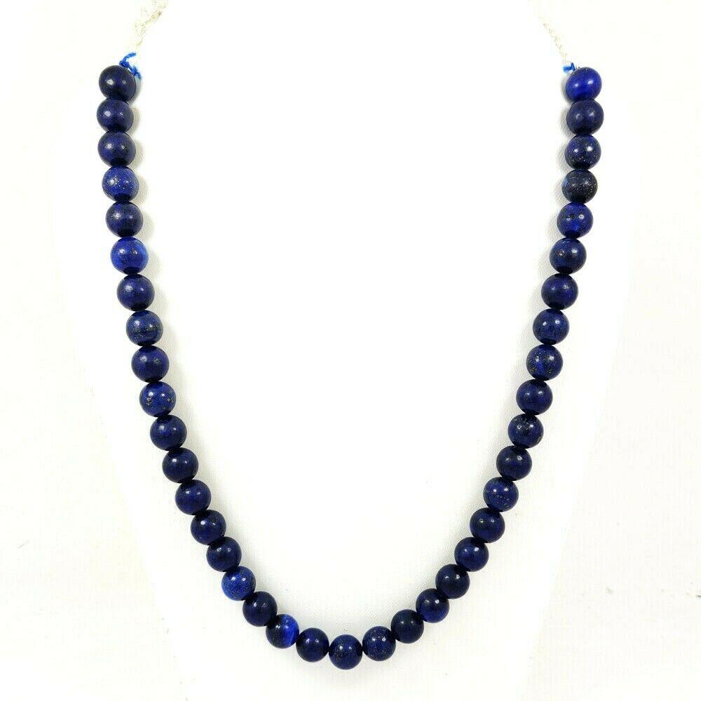 Lapis Lazuli 10 MM Round Beads Necklace: PRODUCT DESCRIPTION - NATURAL LAPIS LAZULI GEMSTONE 10 MM ROUND BEADS 92.5 STERLING SILVER NECKLACE Product Type : Beads Necklace Gemstone : Lapis Lazuli Color : Blue Beads Shape : Round Plain Beads S