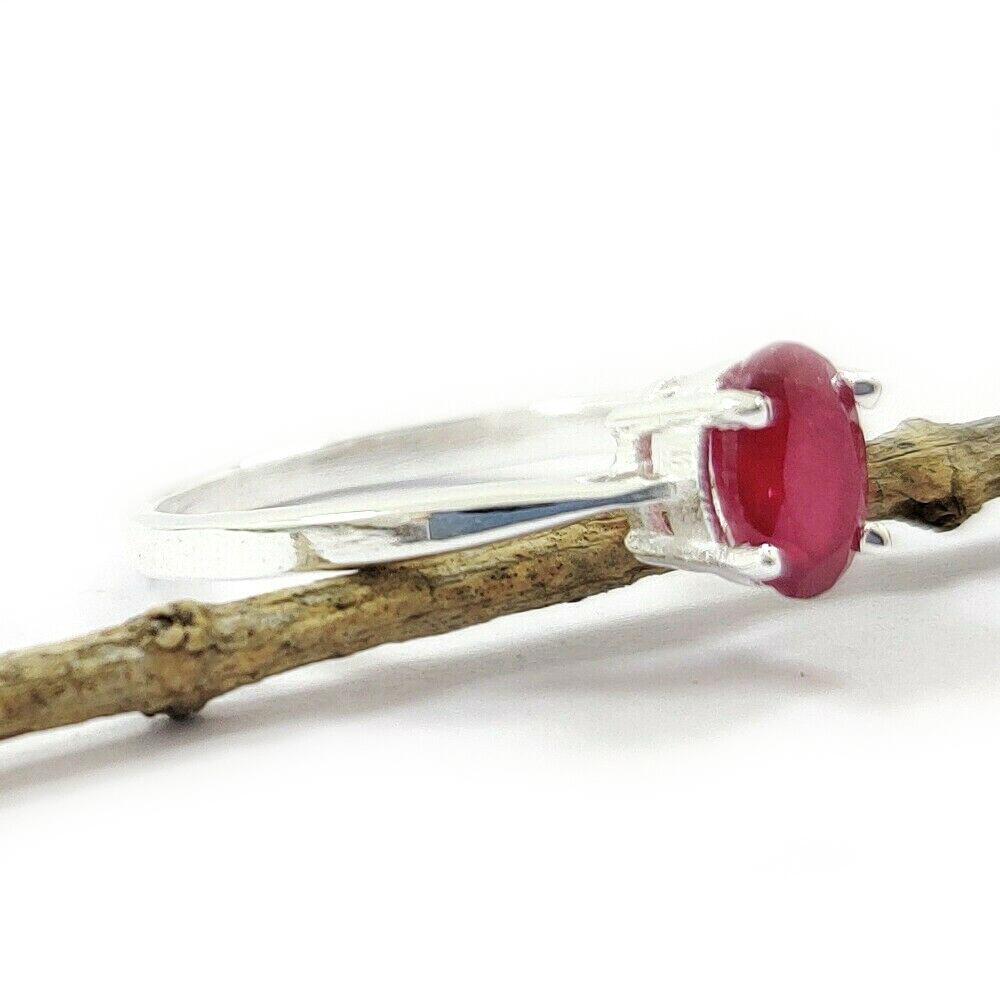 RUBY GEMSTONE STERLING SILVER RING: NATURAL RUBY GEMSTONE 925 STERLING SILVER HANDMADE RING JEWELRY GEMSTONE : RUBY STONE SHAPE : OVAL STONE SIZE : 7X5 MM METAL : STERLING SILVER METAL PURITY : 925 RING SIZE : AVAILABLE SIZES ( US 6/7/8