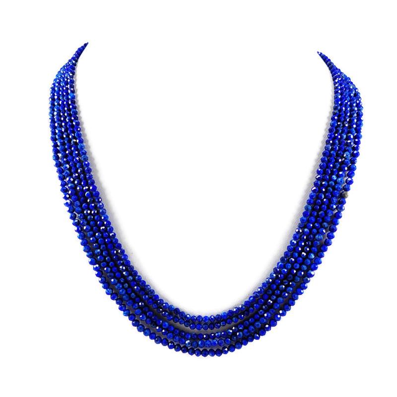 Lapis Lazuli 3 MM Round Faceted Beads Necklace 5 Strand: Natural Lapis Lazuli Gemstone 3 MM Round Micro Faceted Cut 5 Strand Beads Necklace Product Type : Beads Necklace Gemstone : Lapis Lazuli Color : Blue Beads Shape : Round Faceted Cut Beads Size : 3 MM 