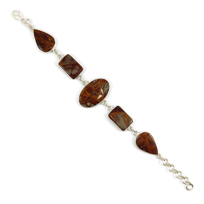 NOREENA JASPER 92.5 STERLING SILVER BRACELET: NOREENA JASPER 92.5 STERLING SILVER BRACELET Product Type : BRACELET Main Stone : NOREENA JASPER Main Stone Shape : MIX Main Stone Size : MIX MM Main Stone Color : MULTICOLOR Metal : STERLING SILVER M