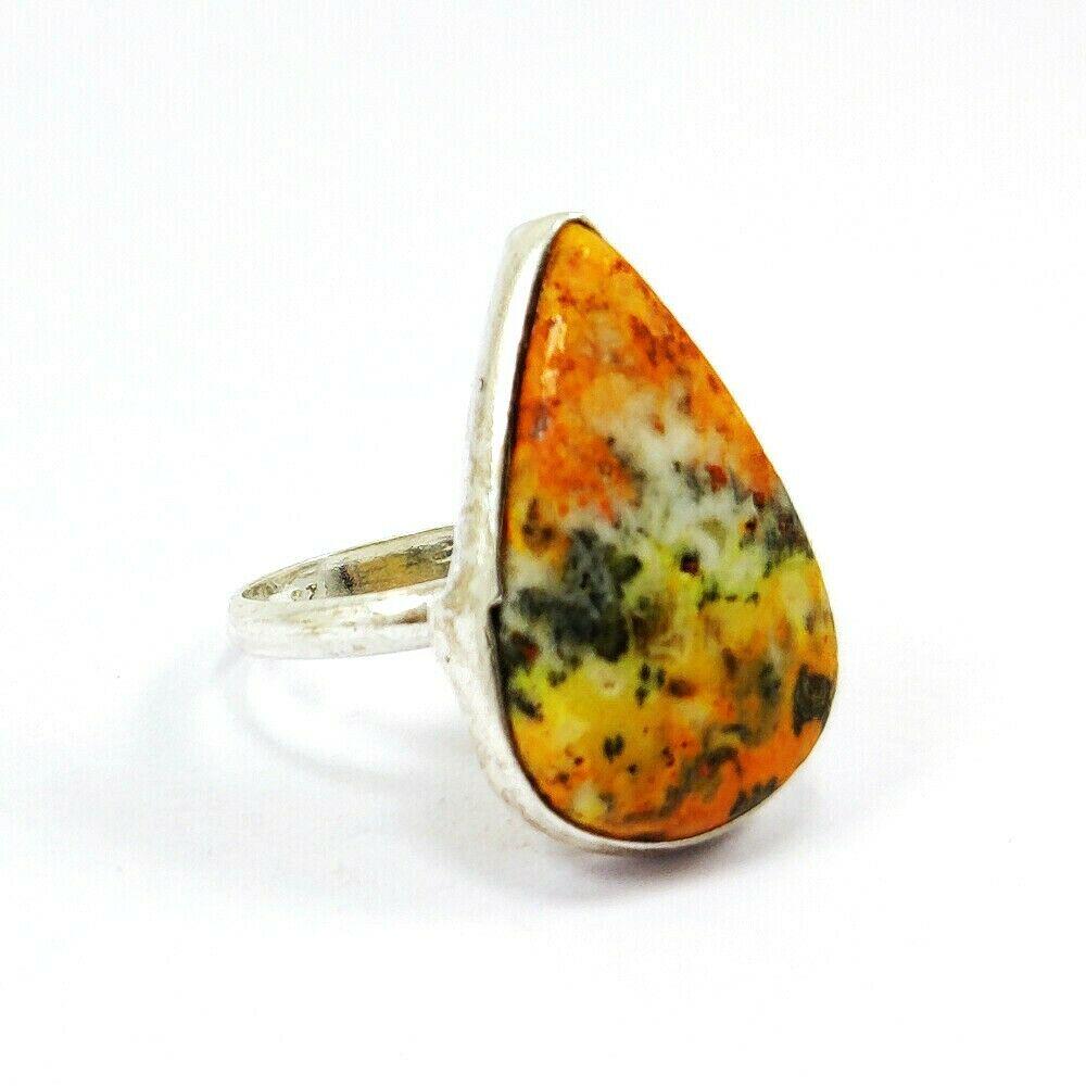 NATURAL Bumble BEE JASPER GEMSTONE 92.5 STERLING SILVER: NATURAL Bumble BEE JASPER GEMSTONE 92.5 STERLING SILVER RING Product Type : RING Main Stone : Bumble BEE JASPER Main Stone Shape : PEAR Main Stone Size : 24X15 MM Main Stone Color : MULTICOLOR Metal :