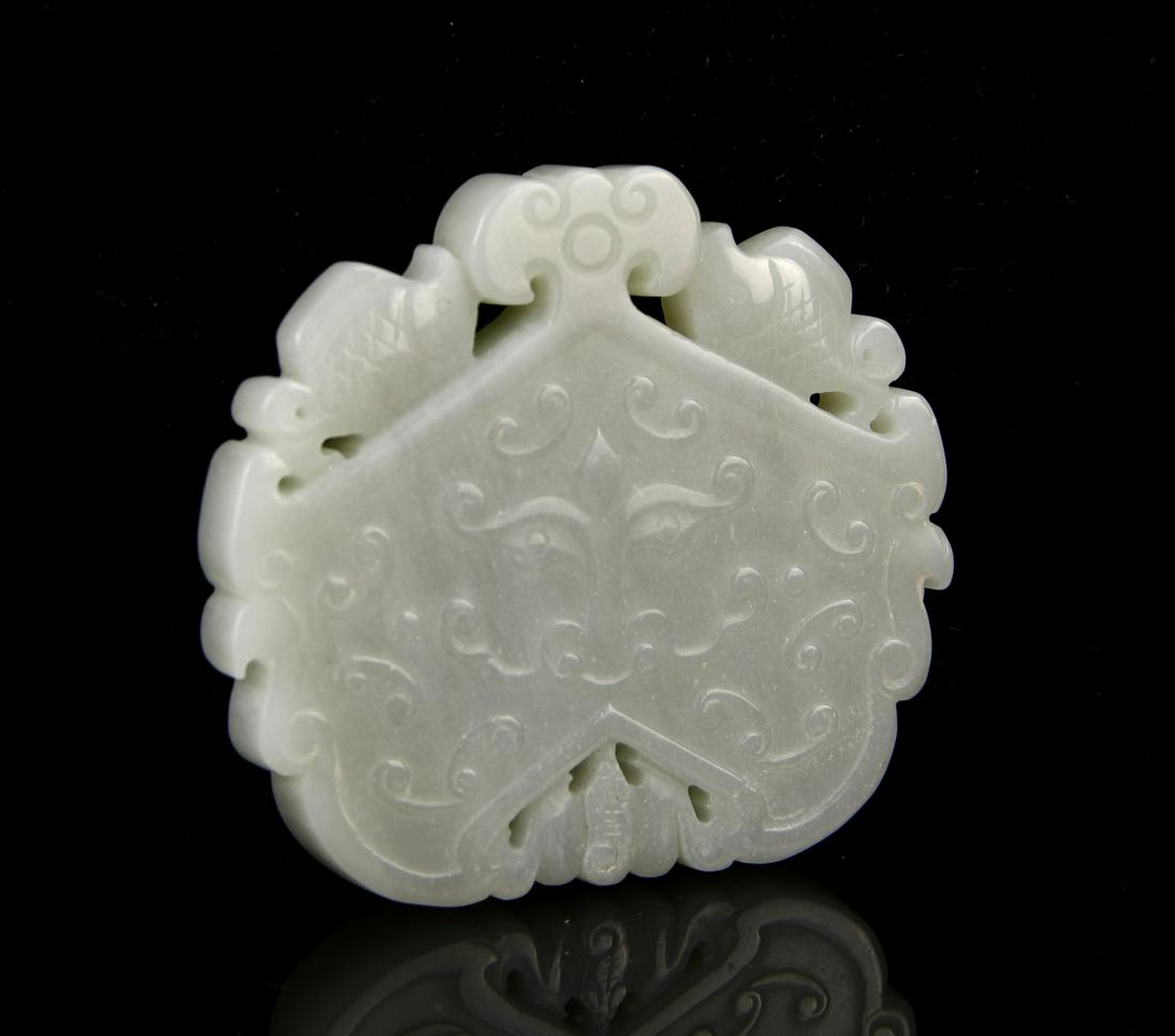 Chinese Antique Carved Tiger Face and Fish Pendant (1 of 3)