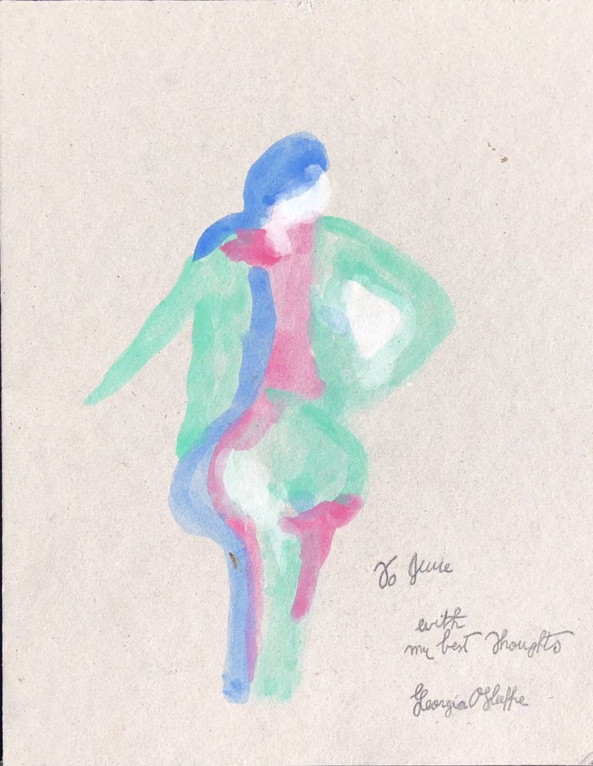 Abstract Painting by Georgia O'keeffe: Abstract painting of a figure by Georgia O'keeffe, Size: 10.5 in. X 8.25 in