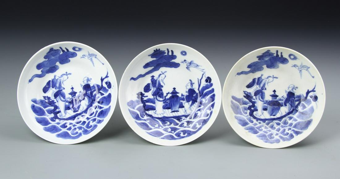 Three Chinese Blue and White Plates (1 of 5)