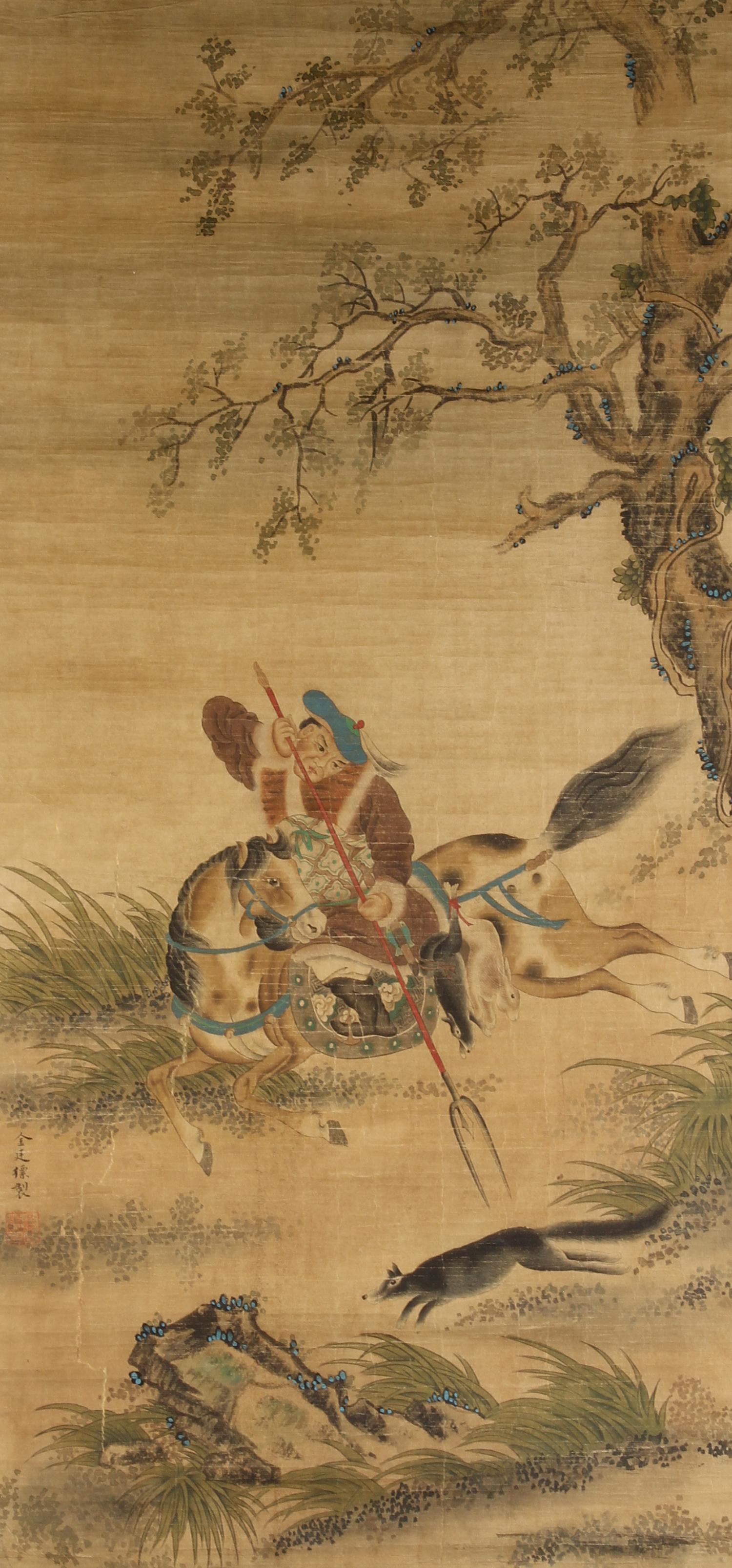 Chinese Scroll Painting of Warrior (1 of 3)