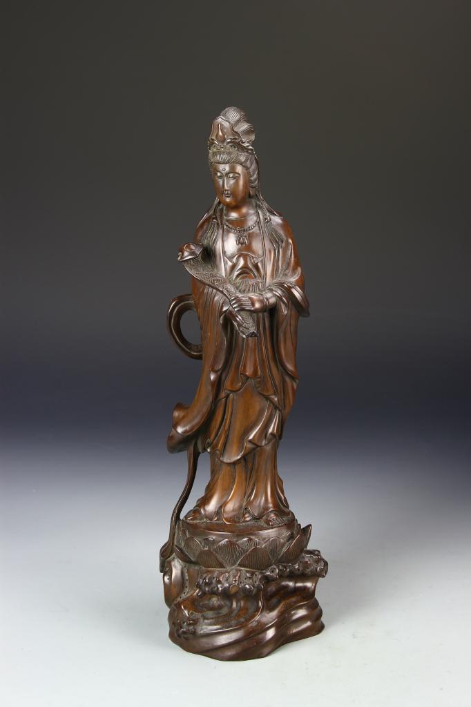 Chinese Wood Guanyin Figure (1 of 4)