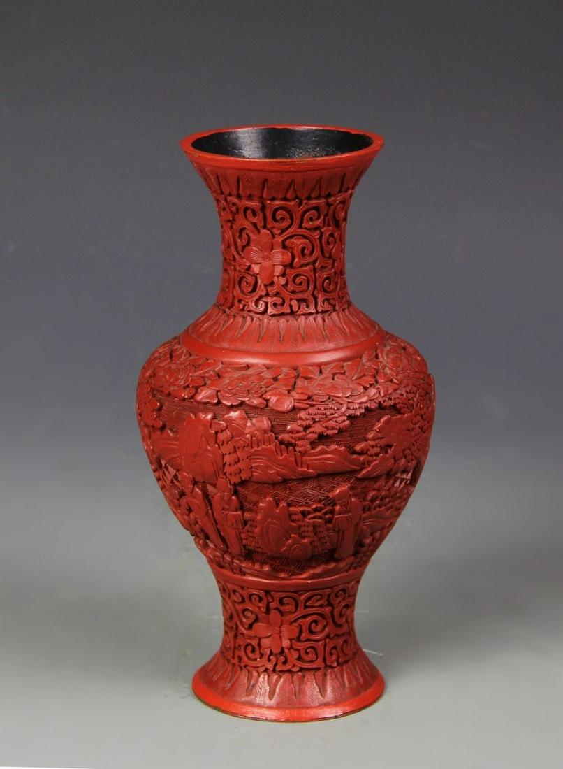 Chinese Cinnabar Vase (1 of 4)