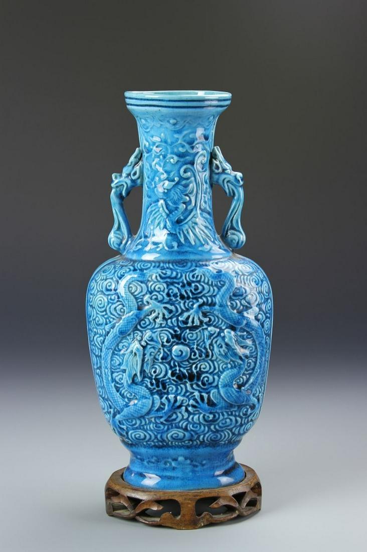 Chinese Turquoise Glazed Dragon Vase (1 of 5)