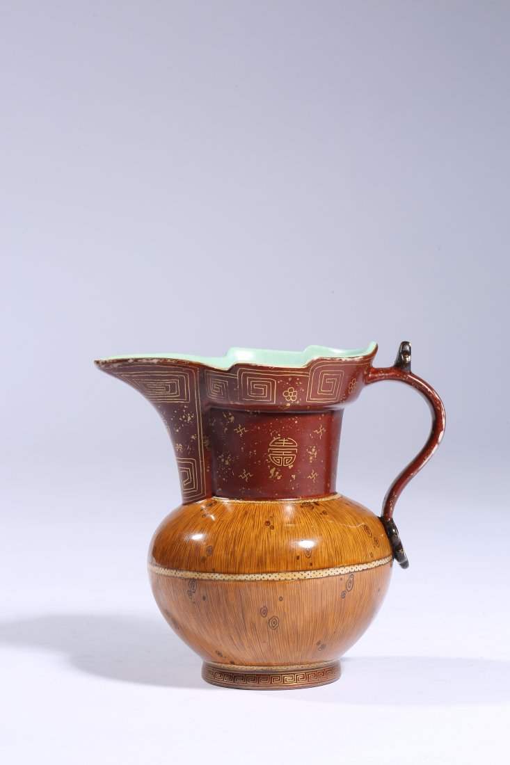 Chinese Porcelain Bronze-Glazed Wine Vessel Marked Yong: China. Qing Dyansty, Yong Zheng period. A bronze-glazed jar.L4.89in + W3.43in + H4.81in