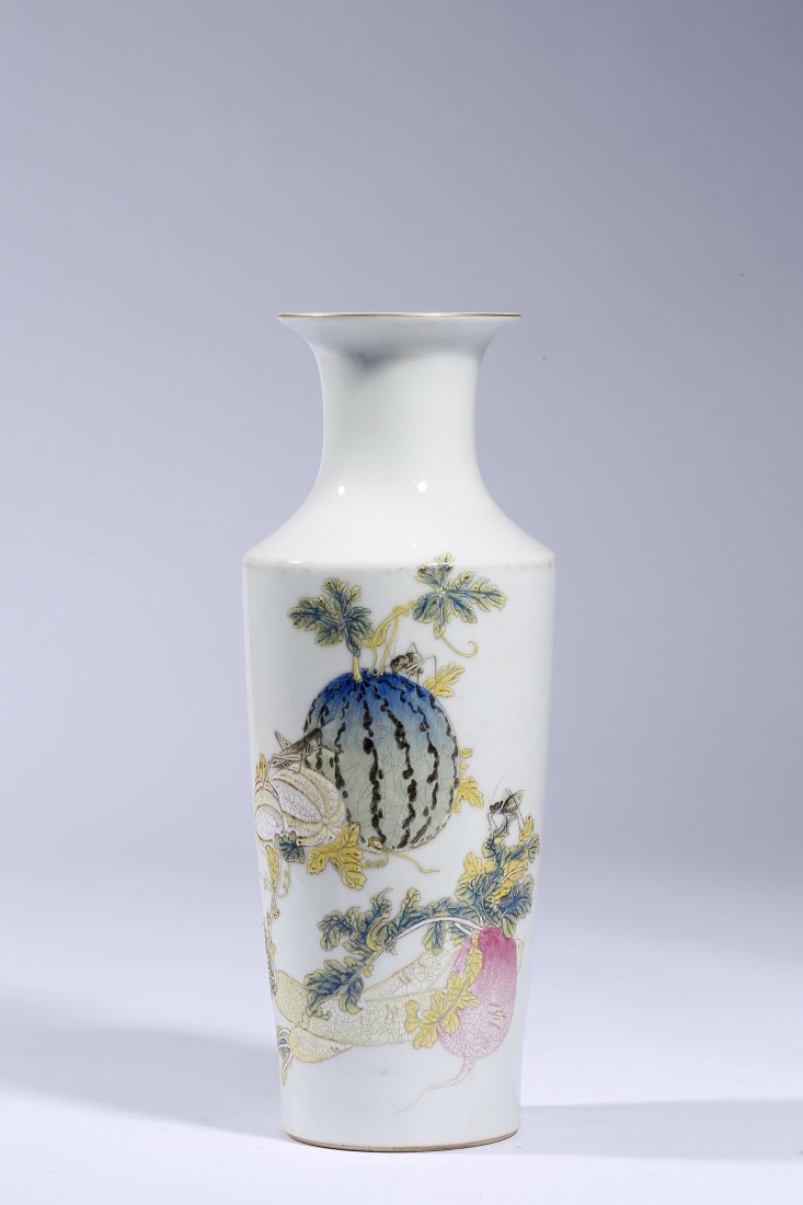 Chinese Porcelain Famille-Rose Vase Marked Yong Zheng: China. Qing Dyansty, Yong Zheng period. A famille rose vase.D4.02in + H10.4in