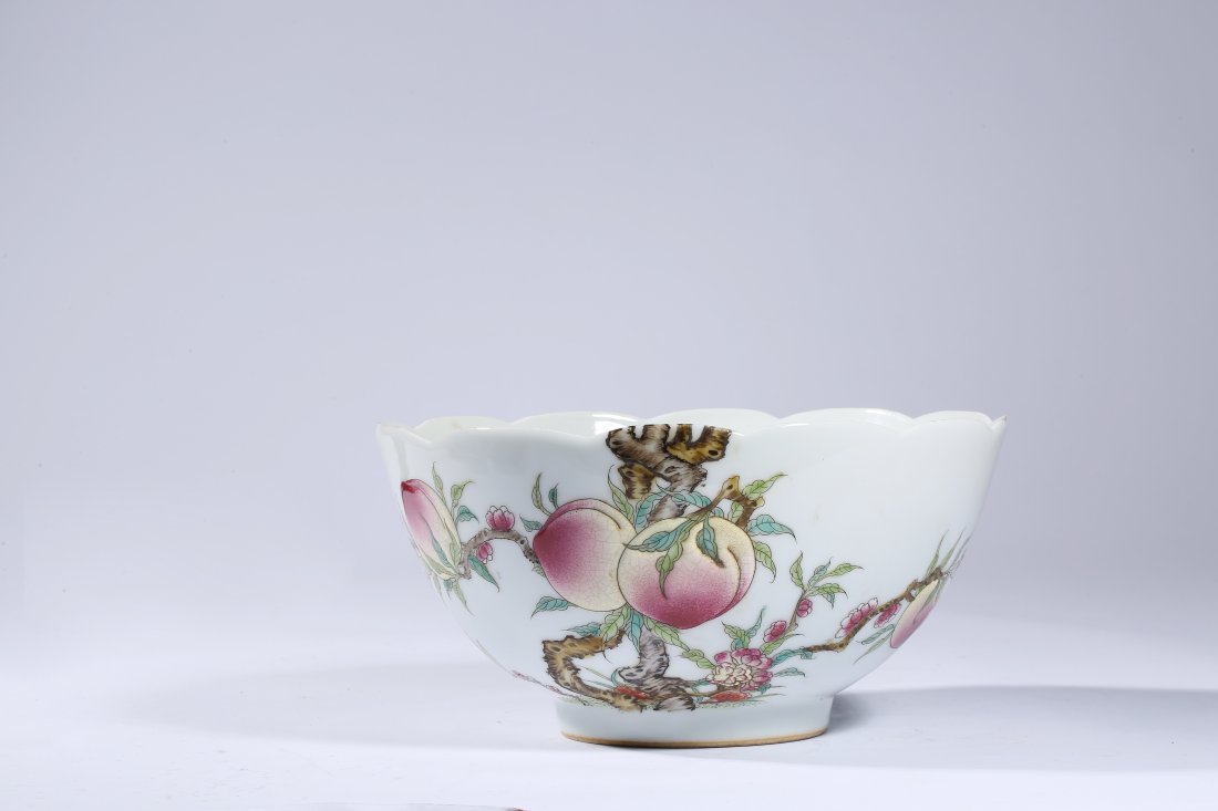 Chinese Porcelain Famille-Rose Flower Petal Bowl: China. Qing Dyansty, Qian Long period. A famille-rose bowl.D8.87in + H4.53in