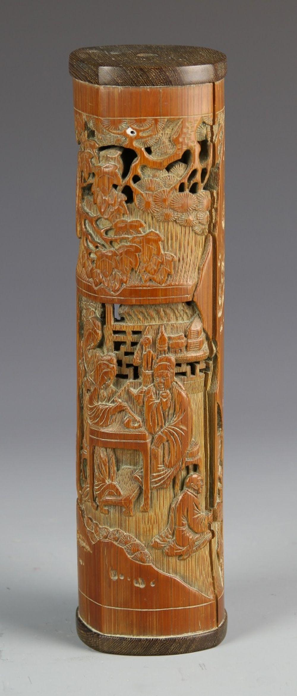 Chinese Carved Bamboo Incense Holder (1 of 3)