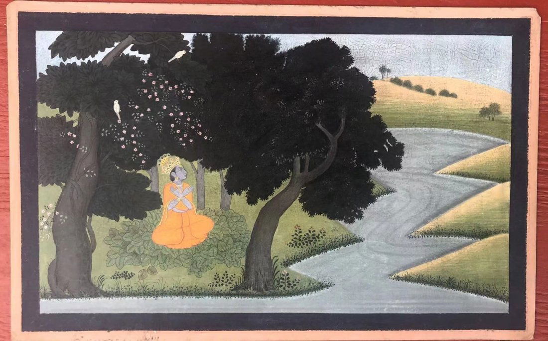 Indian Pahari miniature painting of Krishna (1 of 2)