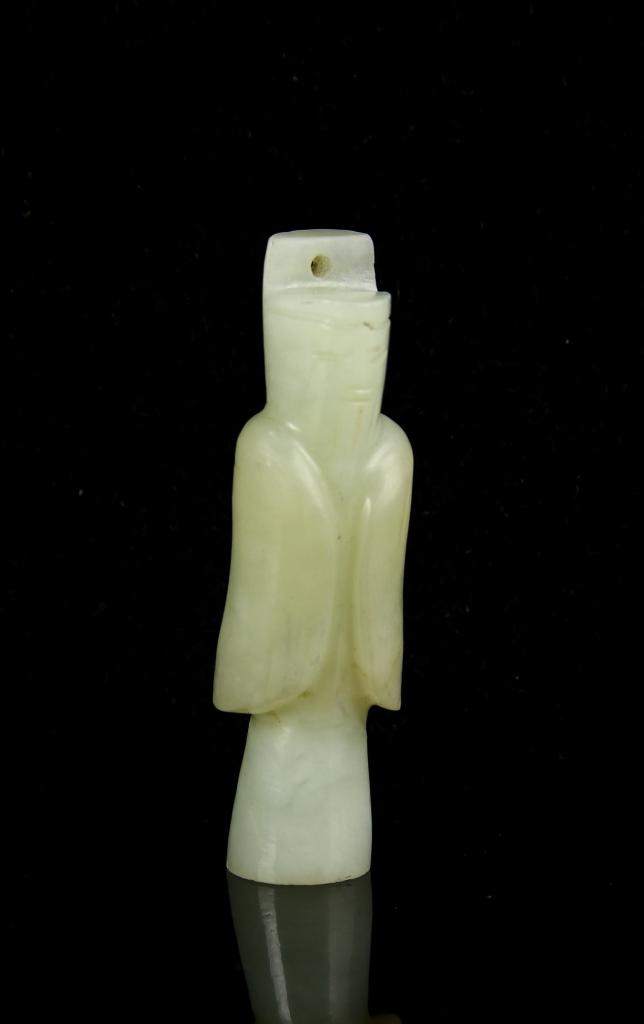 Chinese Jade Mini Figure: China, Han Dynasty, jade mini figure. Height 6 in.