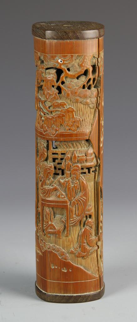 Chinese Carved Bamboo Incense Holder (1 of 3)