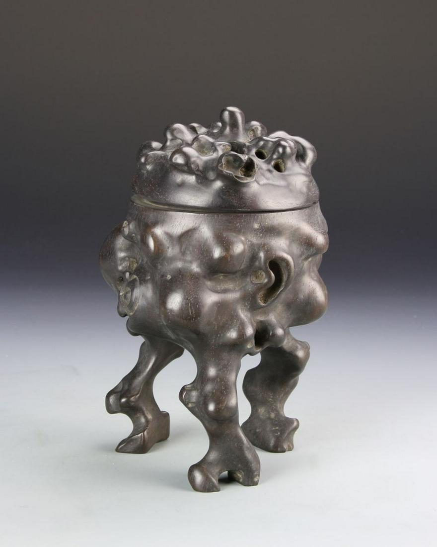 Chinese Carved Zitan Tree Root Censer (1 of 3)
