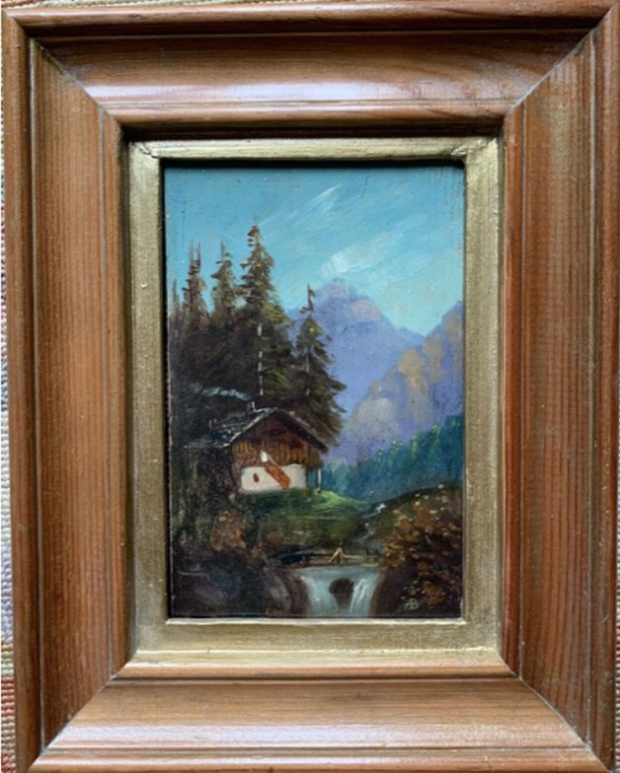 Oil on Wood Panel Signed Albert Bierstadt (1 of 4)