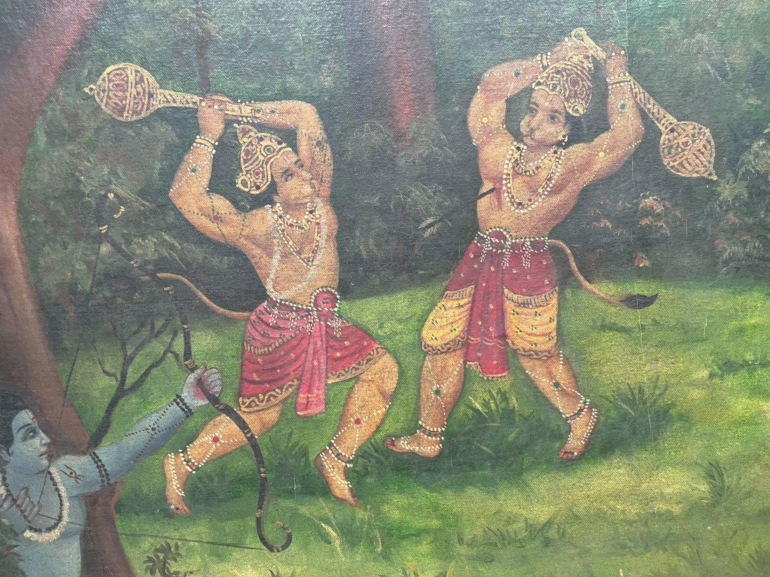 Large Indian Early Bengal Oil on Canvas Painting (1 of 1)