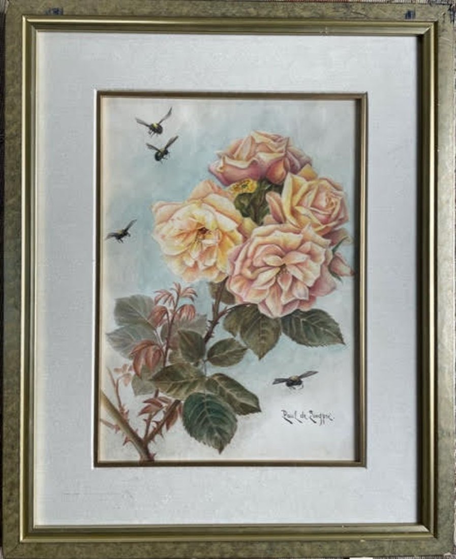 Watercolor On Paper Signed Paul De Longpre (1 of 4)