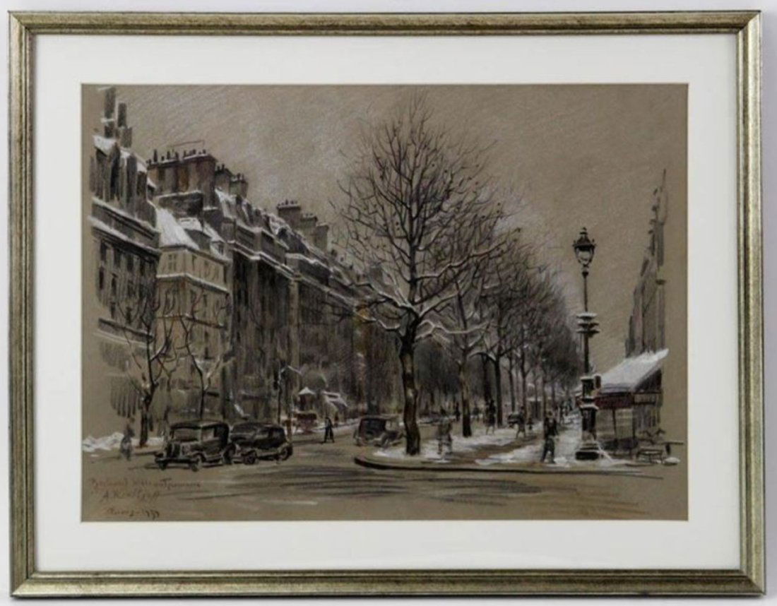 Pastel On Paper, Paris Boulevard, Roubtzof Paris, 1939 (1884 - 1949) (1 of 6)