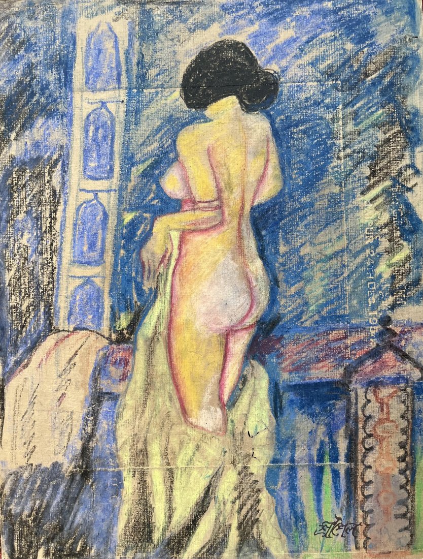 Rare Pastel on paper Painting of a Great Old Bengal Painter:Sri Shaila Chakravarti: Rare Pastel on paper Painting of a Great Old Bengal Painter: Sri Shaila ChakravartiSri Shaila Chakravarti (Indian 1909-1989)- very well known Bengal Painter and book illustrator.He was well known for 