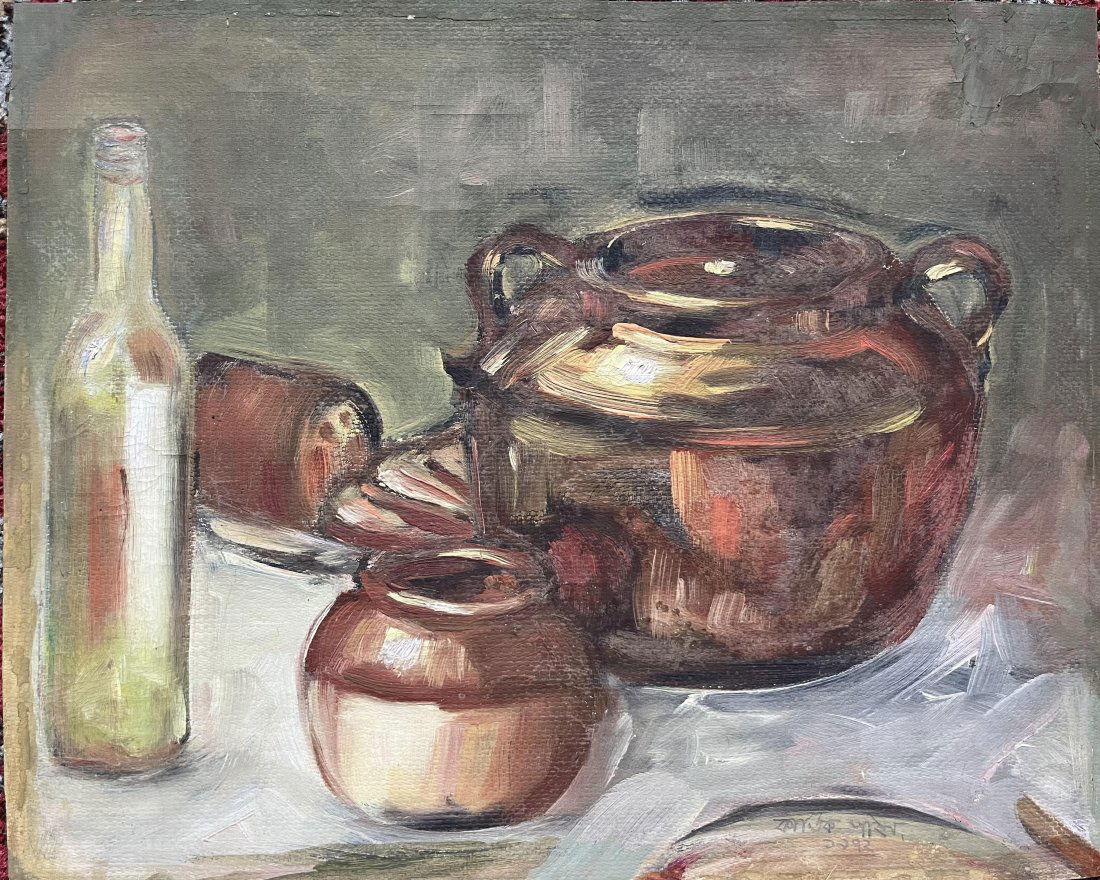 Kartic Chandra Pyne (Indian 1931- 2017 ) signed and dated mixed media painting: Kartic Chandra Pyne (Indian 1931- 2017 ) signed and dated mixed media painting He was the elder brother of the famous Indian artist Ganesh Pyne . His paintings were more metamorphical than real . One