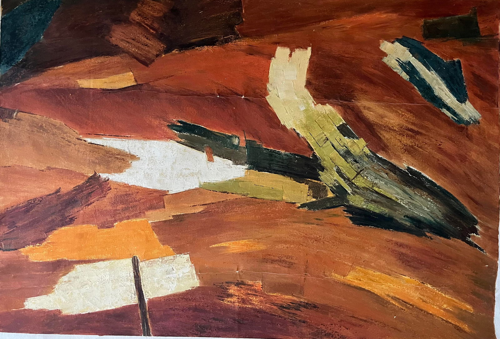 Oil on Canvas by Ram Kumar (Indian 1924-2018): DescriptionRam Kumar (Indian 1924-2018)Ram Kumar was an Indian artist and writer who was one of the most important abstract artists of Modern India. He was associated with Progressive artists group al