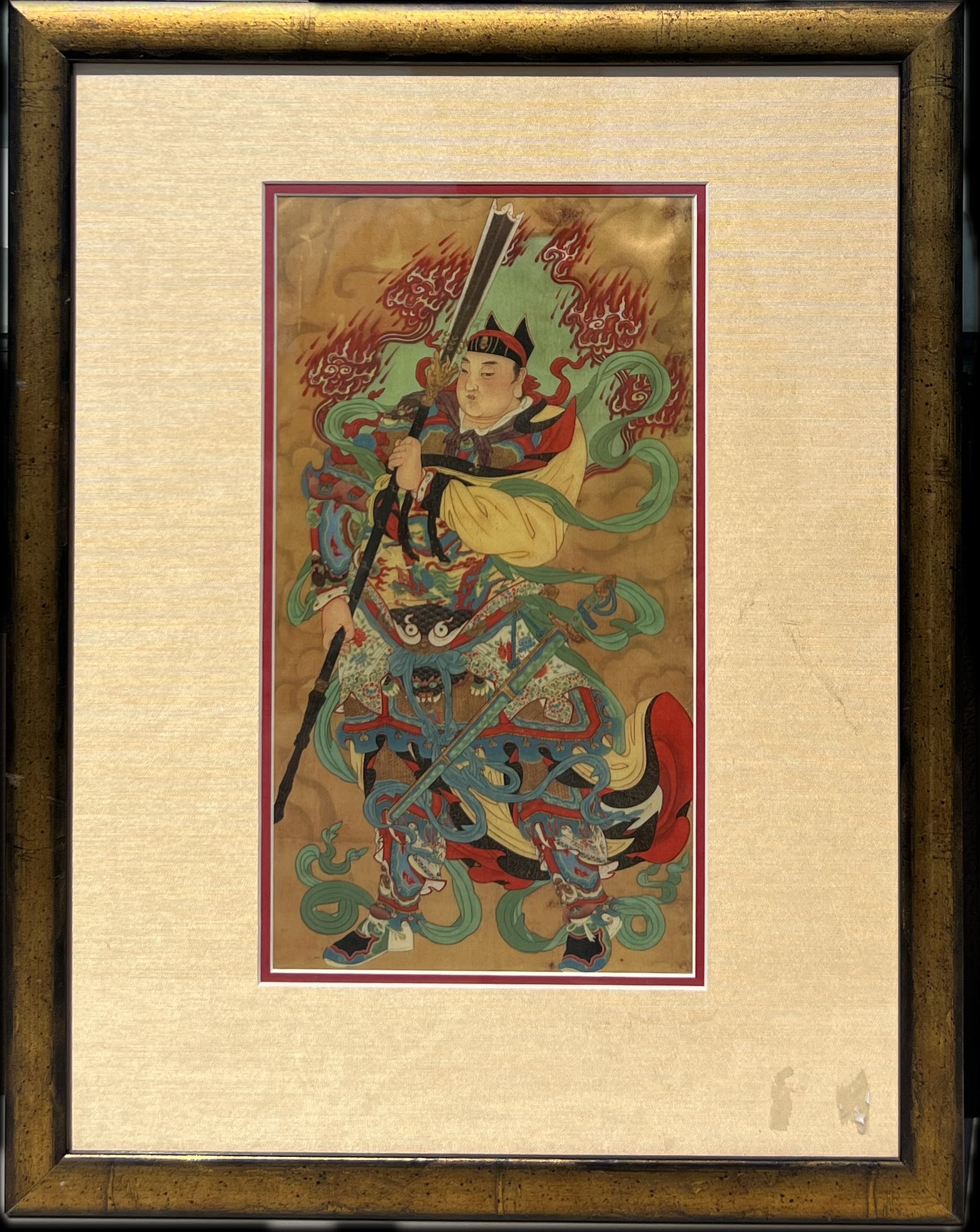Korean Painting of A Warrior: Korean Painting of A Warrior , framed , art size: 12 x 6 3/4”