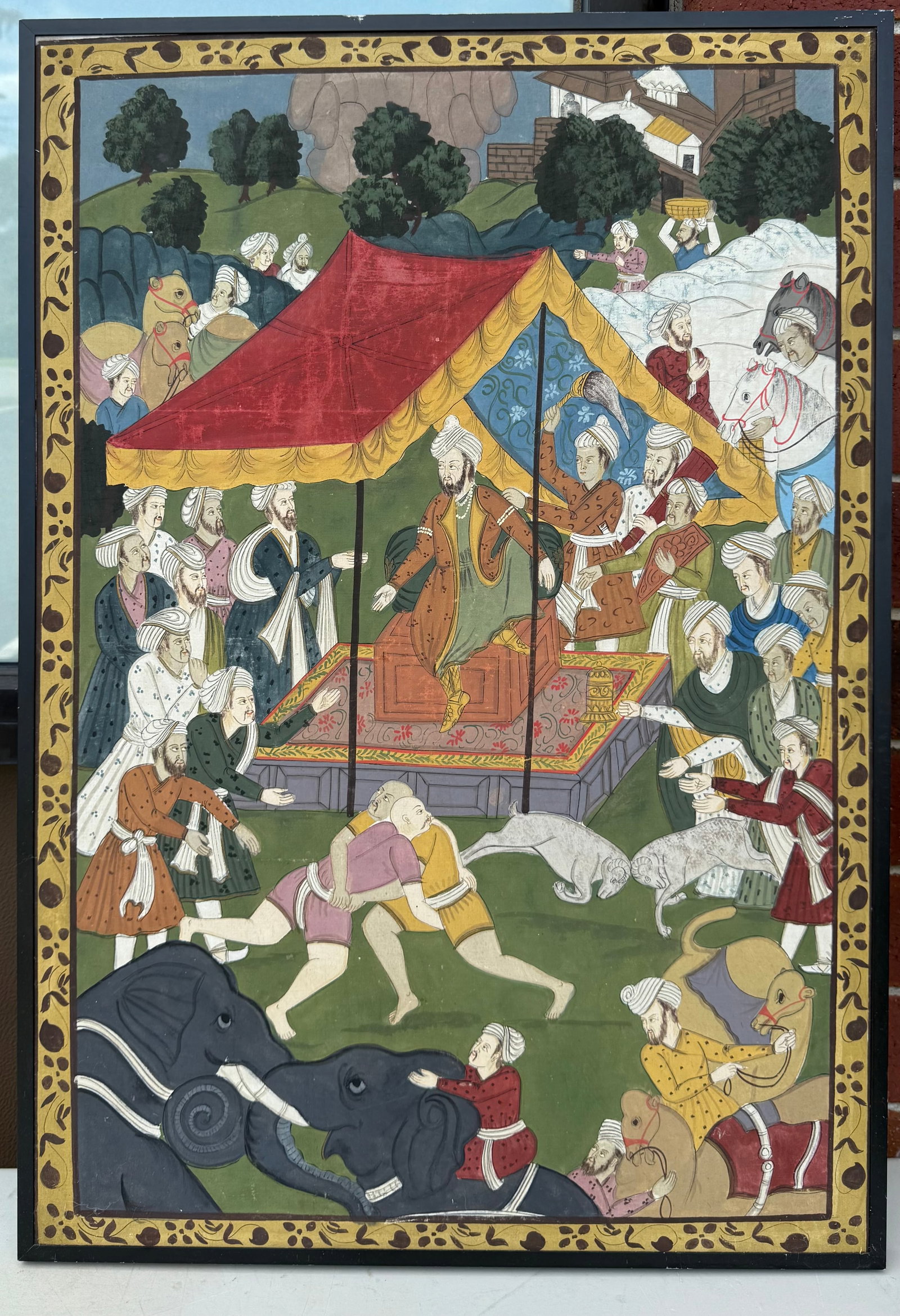 Indian Painting on Board: Indian Painting on Board, size: 31 1/2" x 21 3/4"