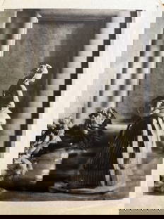 Baron A de meyer photogravure on silk: Baron A de Meyer photogravure on silk titled the nymphenburg figure good condition creases at the top left and right 7 1/2 wide 11 inches tall r