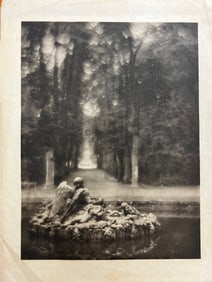 Baron A de Meyer photogravure on silk titled the fountain of Saturn Versailles air