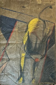 Chalk drawing possibly pastel C Shaw on bottom