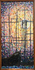 Amazing abstract painting titled two in the Sun Signed A m nystedt