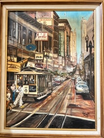 Nice painting of San Francisco lots of detail painted in 1985 artist unknown
