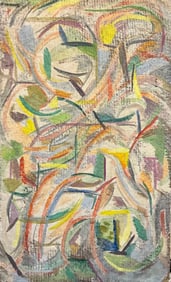 Nice abstract painting dated 1979 signed Hatcher titled maitrix