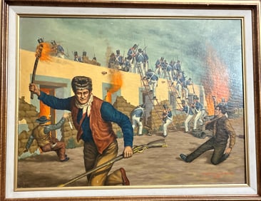 Incredible painting of John Wayne with soldiers down by a Walt Disney artist