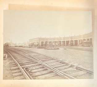 1890s albumen photograph of a train terminal possibly New York City