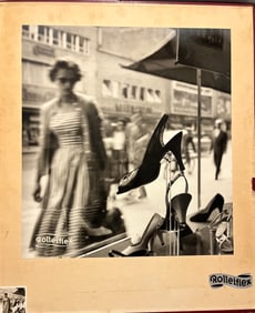 Early photograph made for advertising rolleiflex stamped in the back made in Germany