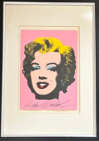 Art piece painting on paper gouache signed Andy Warhol of Marilyn Monroe