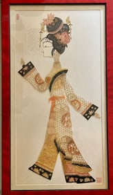 Chinese shadow puppet carved out of a donkey ladder