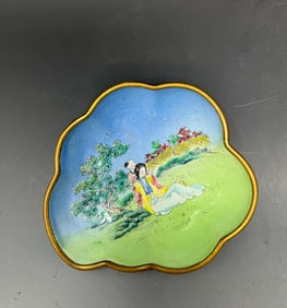 Antique Chinese enamel copper bowl