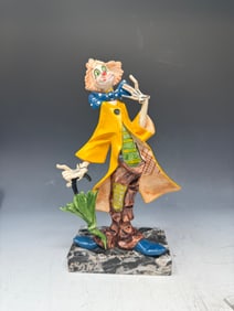 Vintage Depose Italy Gentleman Clown Figurine Carrara Marble Base